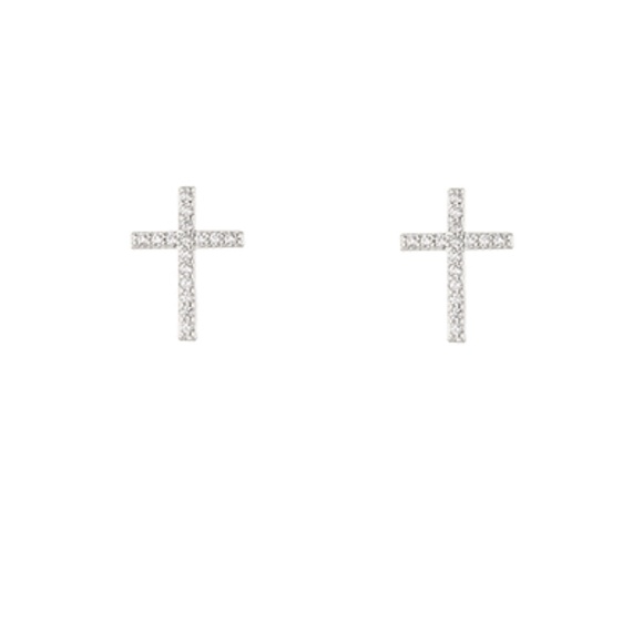 Pave Crystal Cross Earrings - Picture 2 of 2